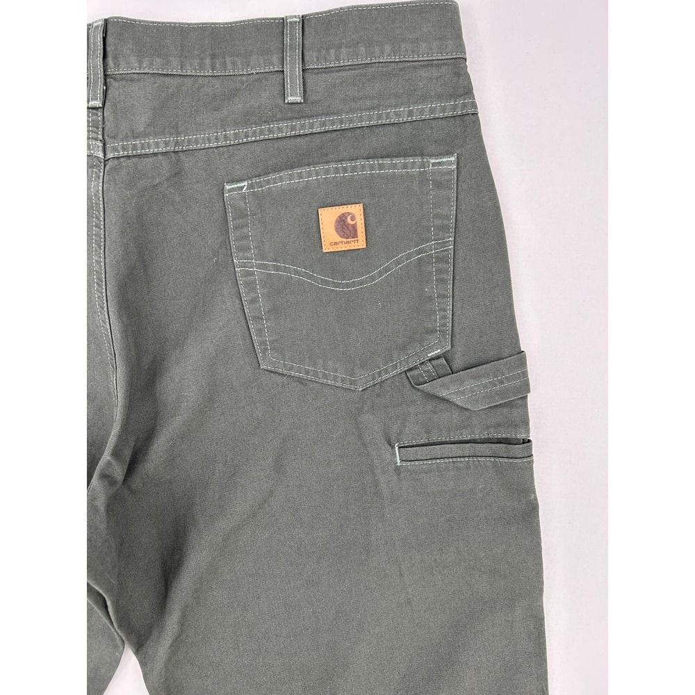 Carhartt Mens Moss Green Relaxed Fit Carpenter Pants Duck Canvas 40x30 Workwear